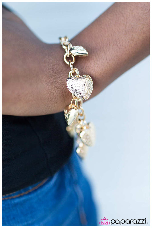 Paparazzi Bracelet ~ I Love You So Much It HEARTS  - Gold