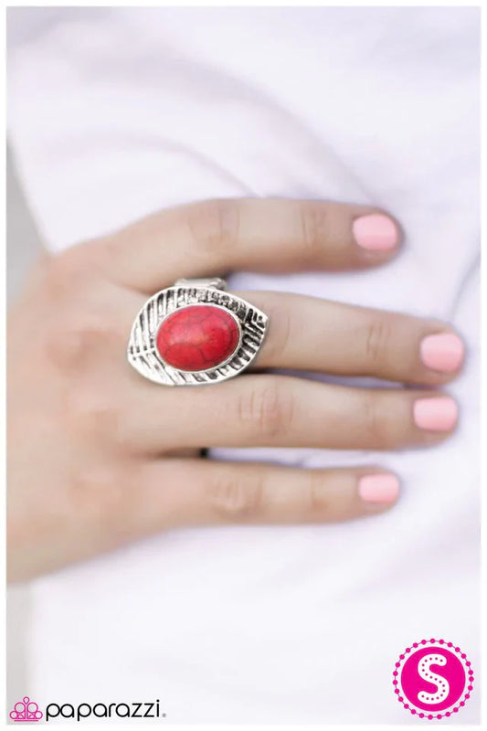 Paparazzi Ring ~ LEAF No Stone Unturned - Red