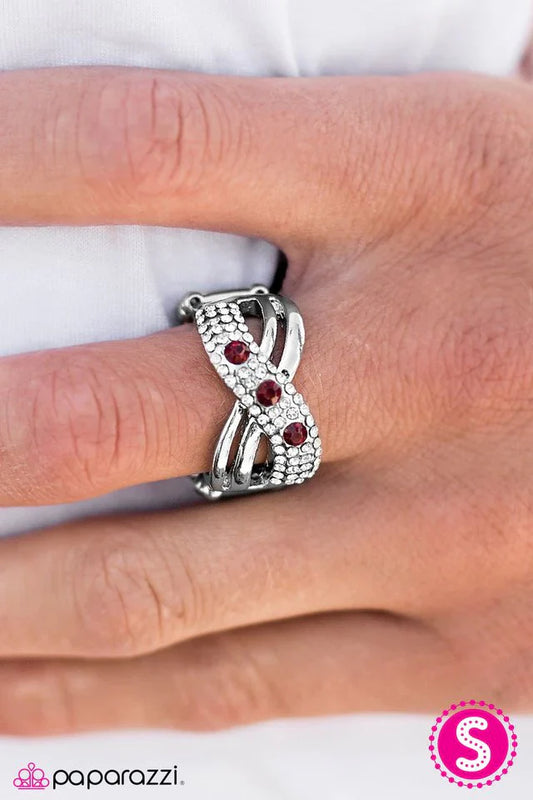 Paparazzi Ring ~ The GLITTER Brick Road - Red