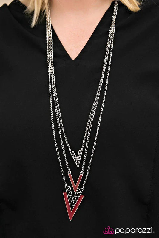 Paparazzi Necklace ~ Run Like The Wind - Red