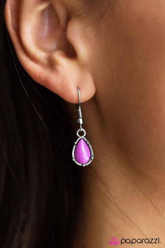 Paparazzi Earring ~ Drip Drip Drop - Purple