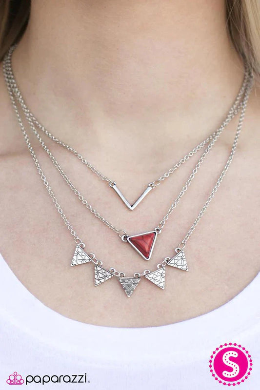 Paparazzi Necklace ~ TRI-bal Style - Red