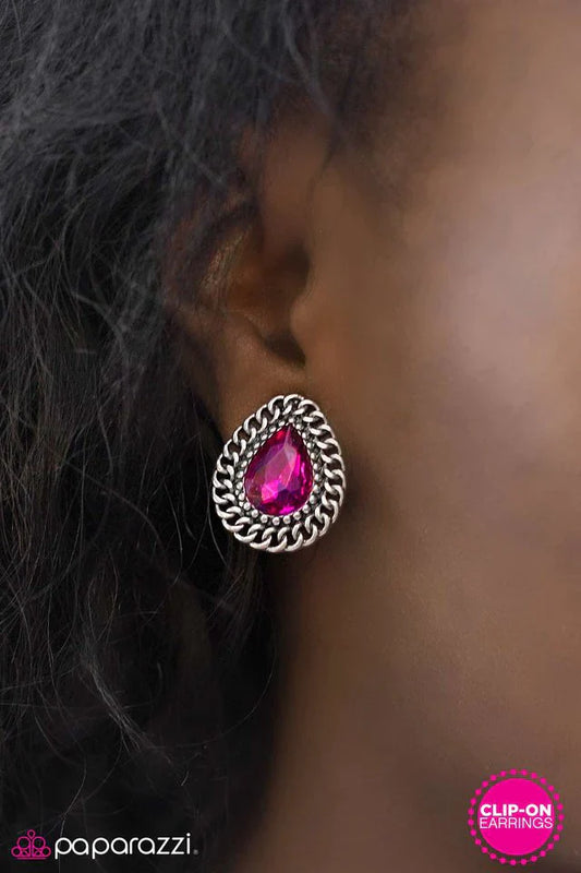Paparazzi Earring ~ Social Status - Pink