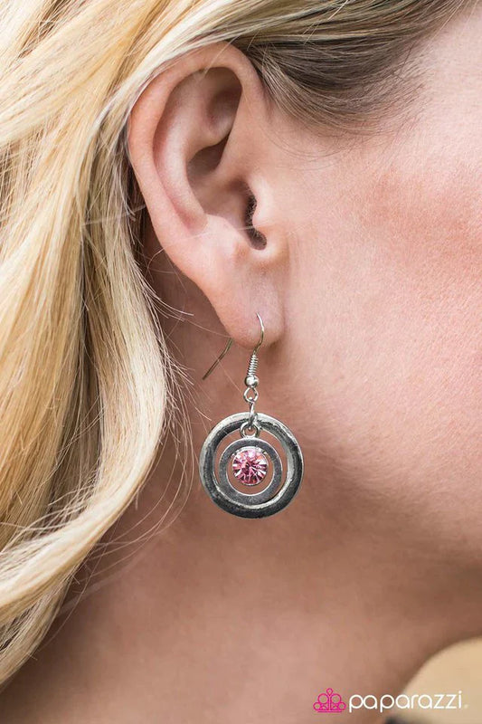 Paparazzi Earring ~ Dinner On The Moon - Pink