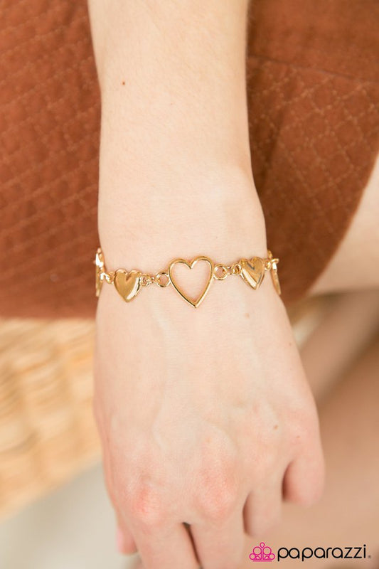 Paparazzi Bracelet ~ HEART To Handle - Gold