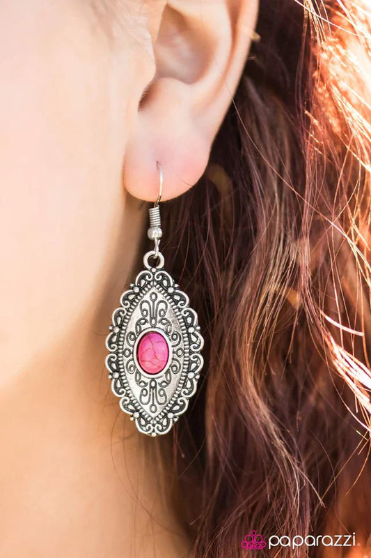 Paparazzi Earring ~ Trail Queen - Pink