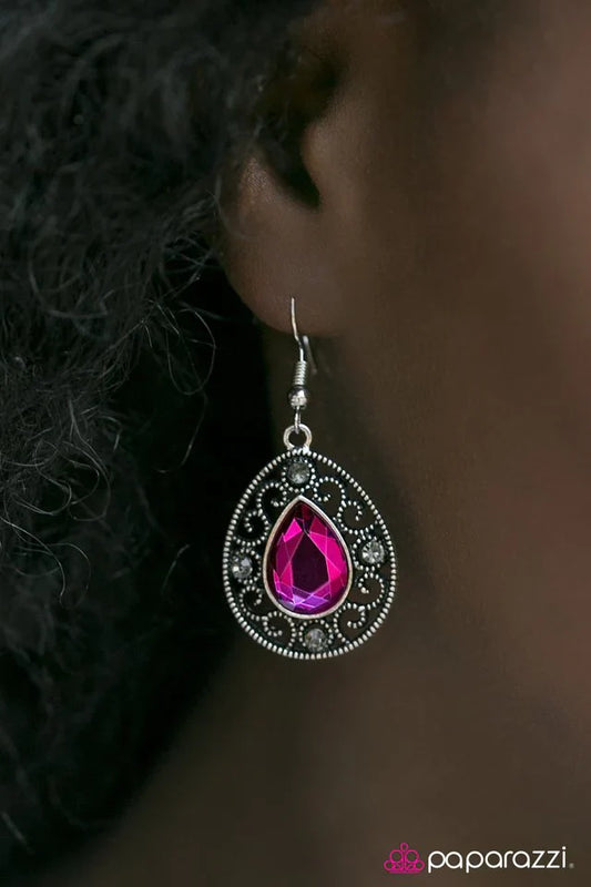 Paparazzi Earring ~ Queen Monarch - Pink