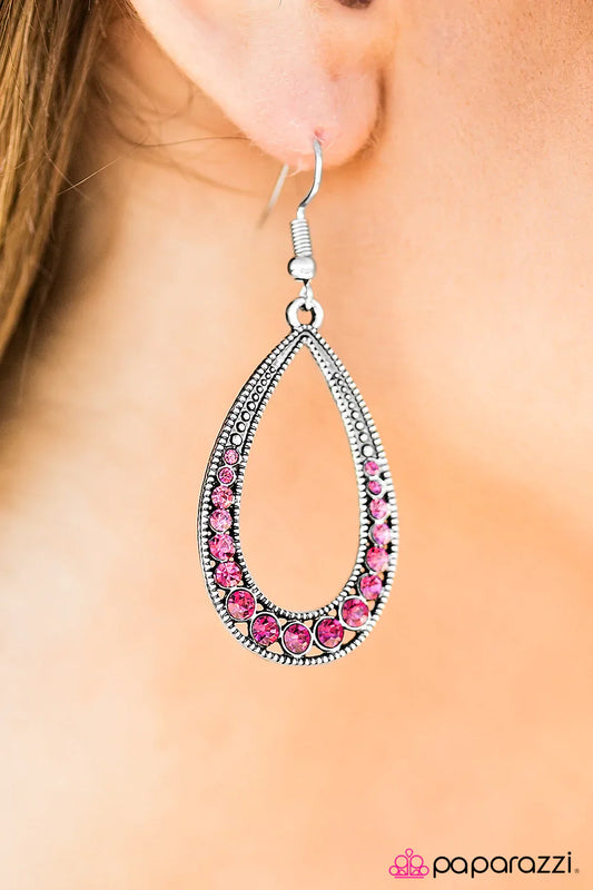 Paparazzi Earring ~ Cloudy With A Chance of SPARKLE - Pink