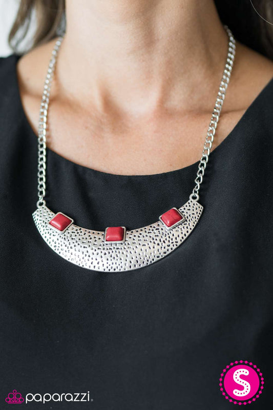Paparazzi Necklace ~ Fierce Fascination - Red