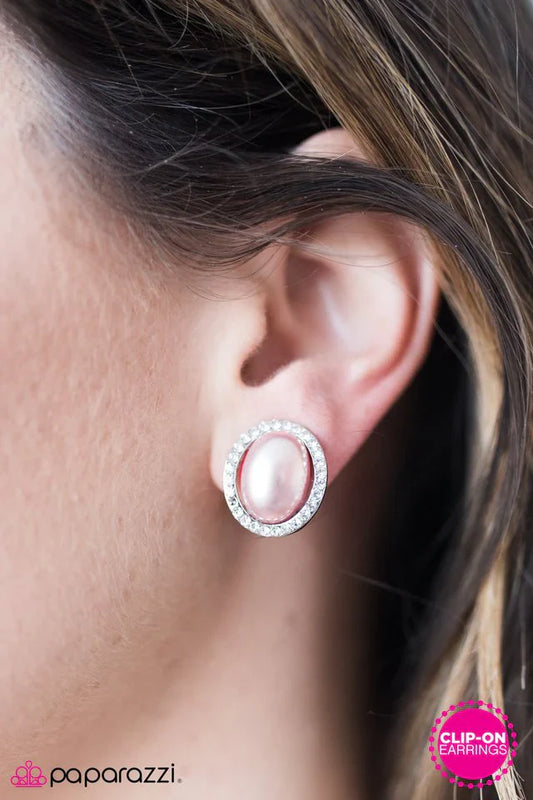 Paparazzi Earring ~ Top Class Shimmer - Pink