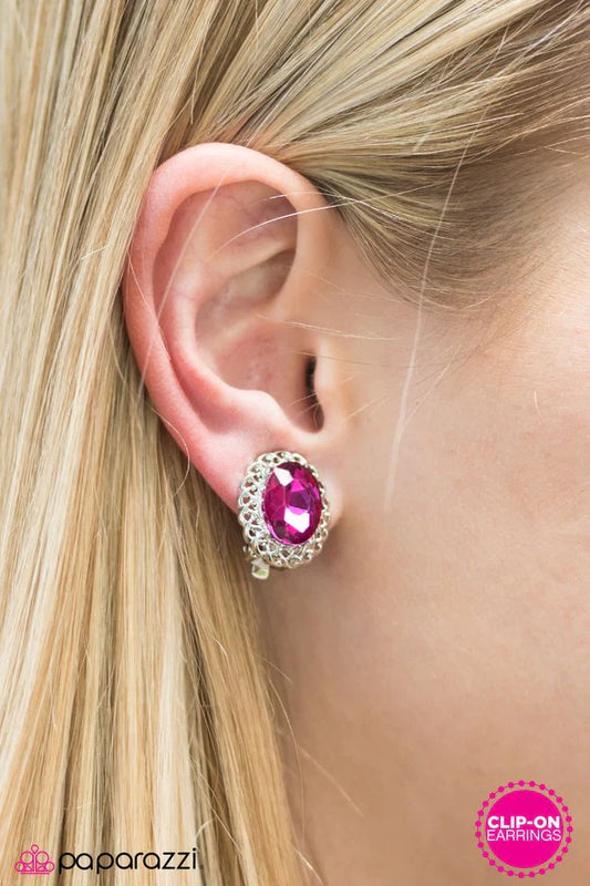 Paparazzi Earring ~ Royal CHAIN - Pink