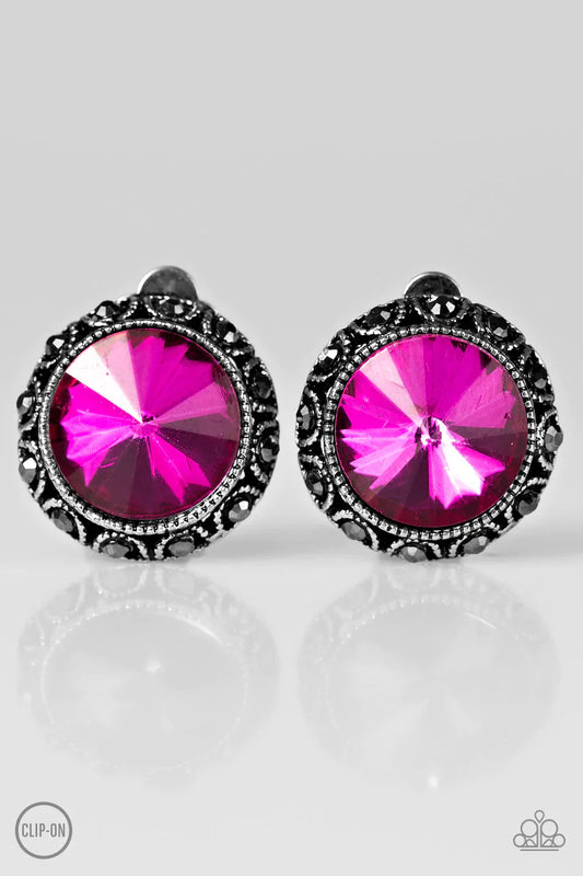 Paparazzi Earring ~ Money Makes The World Go Round - Pink