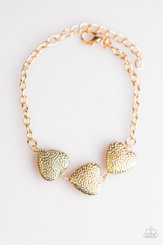 Paparazzi Bracelet ~ Hard Hearted - Gold