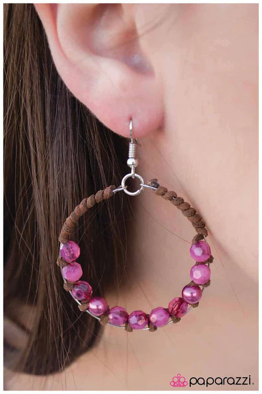 Paparazzi Earring ~ Desert Rose - Pink