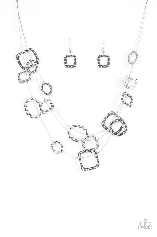 Paparazzi Necklace ~ GEO-ing Strong - Silver