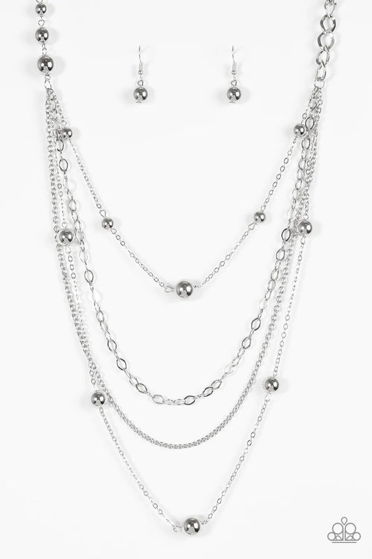 Paparazzi Necklace ~ Boss Shimmer - Silver