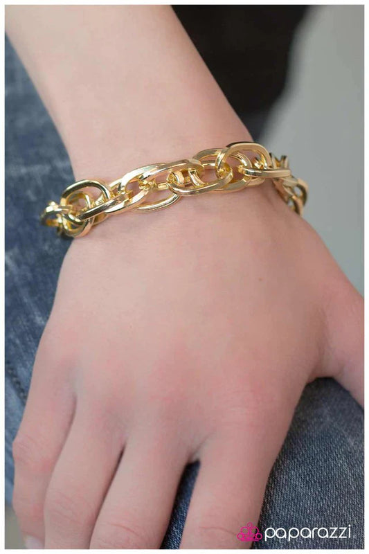 Paparazzi Bracelet ~ Doubled Over - Gold