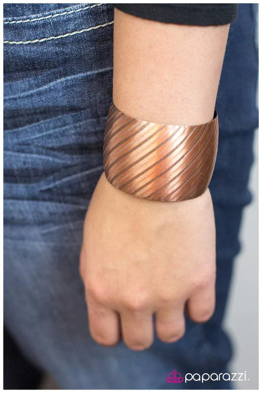 Paparazzi Bracelet ~ Stripe Up a Conversation - Copper