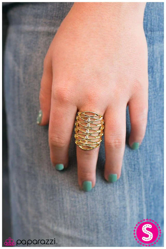 Paparazzi Ring ~ Rattle the Cage - Gold