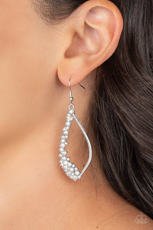 Sparkly Side Effects - White - Paparazzi Earring Image