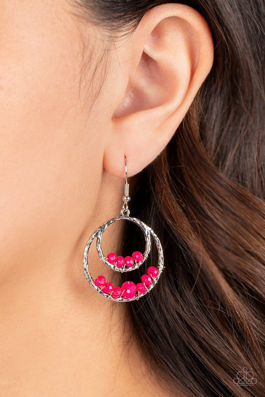 Bustling Beads - Pink - Paparazzi Earring Image