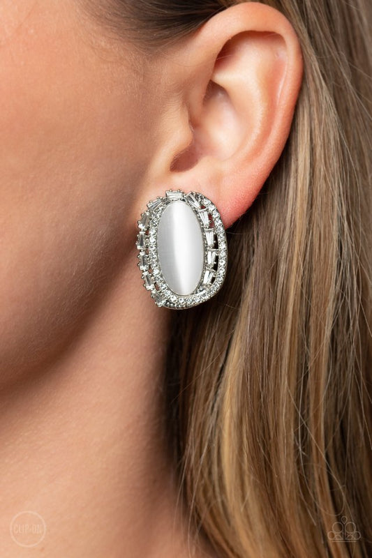 Shimmery Statement - White - Paparazzi Earring Image