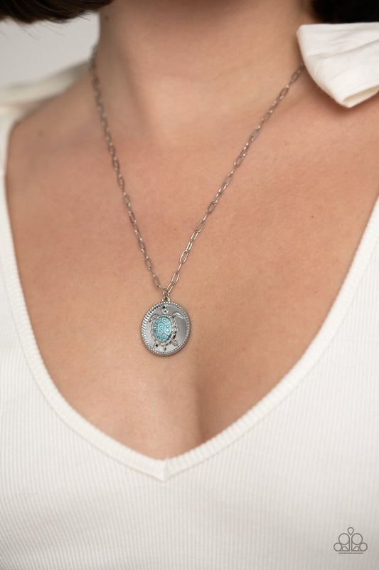 Sea Turtle Shimmer - Blue - Paparazzi Necklace Image
