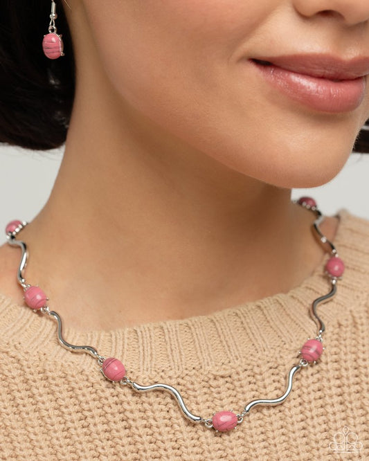 Striped Season - Pink - Paparazzi Necklace Image