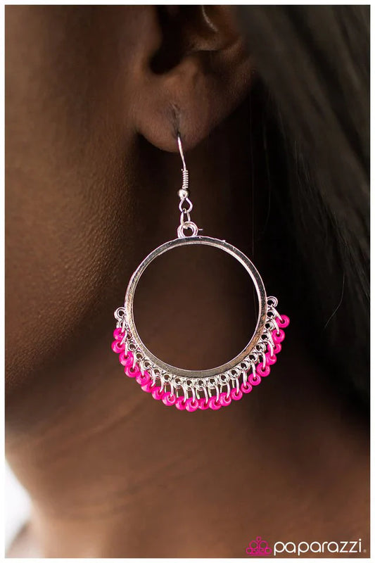 Paparazzi Earring ~ I Want Candy - Pink