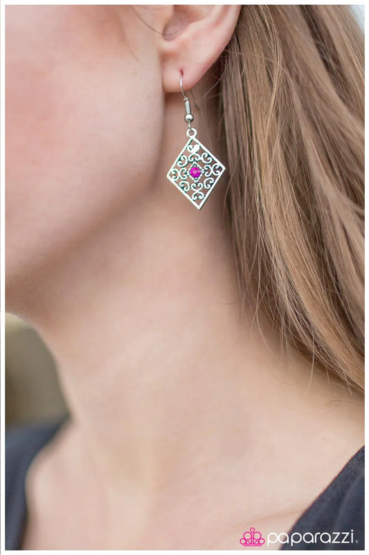 Paparazzi Earring ~ Late Night Rendezvous  - Pink