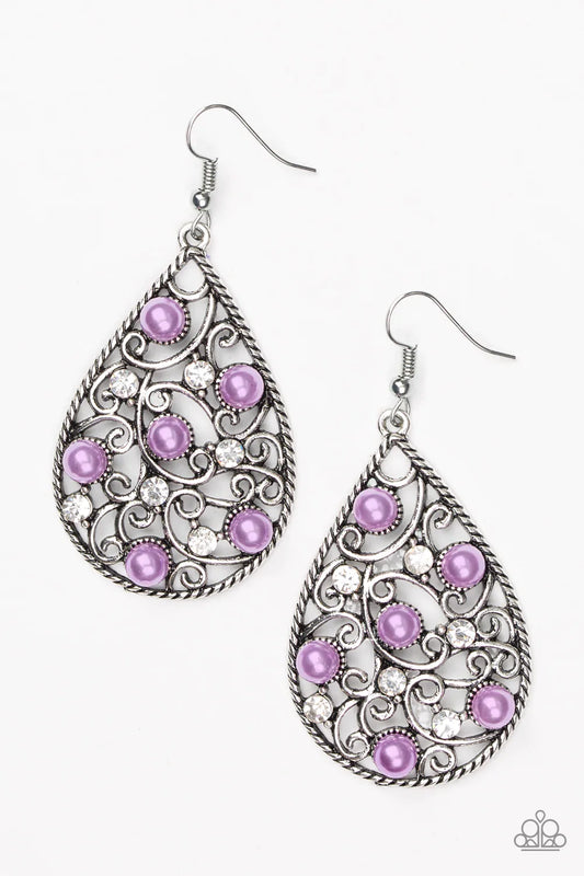 Paparazzi Earring ~ Glowing Vineyards - Purple