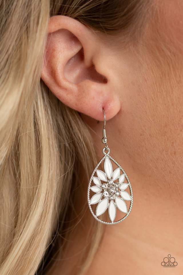 Floral Morals - White - Paparazzi Earring Image