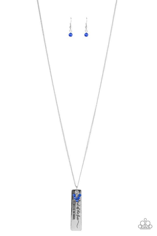 Paparazzi Necklace ~ Because Of The Brave - Blue