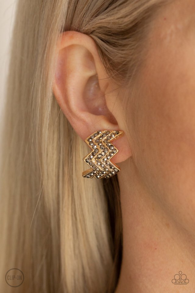 Fast as Lightning - Gold - Paparazzi Earring Image