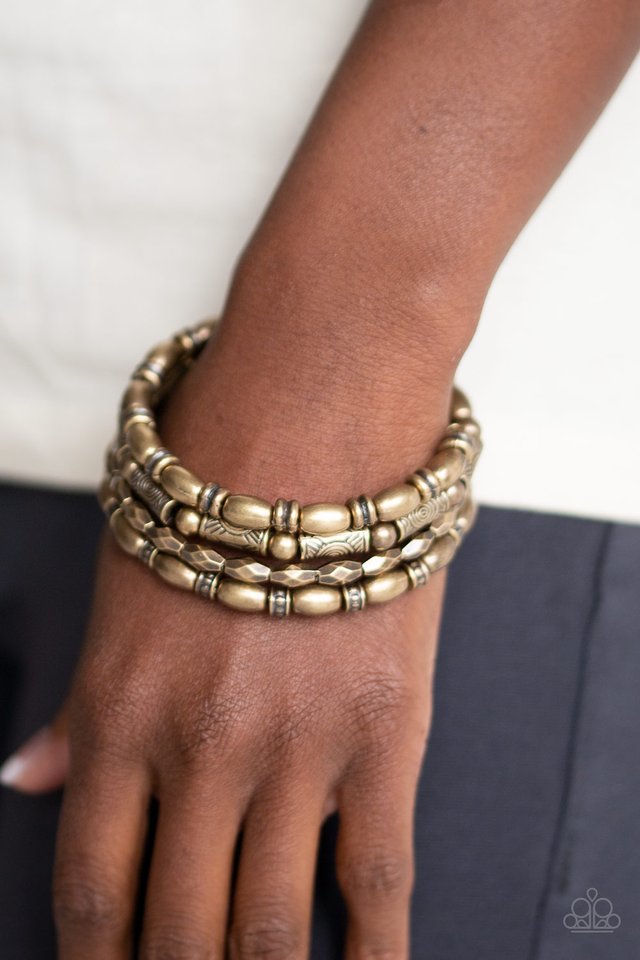 Texture Throwdown - Brass - Paparazzi Bracelet Image