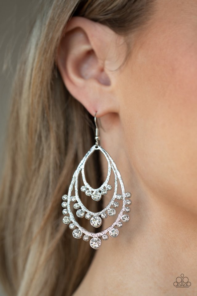 Break Out In TIERS - White - Paparazzi Earring Image