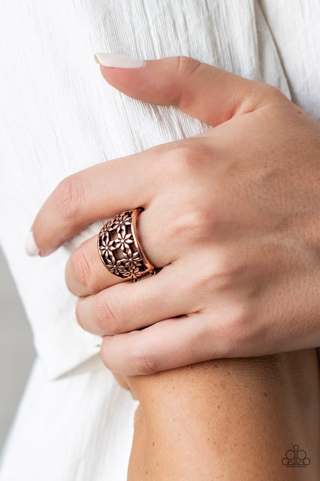 Crazy About Daisies - Copper - Paparazzi Ring Image