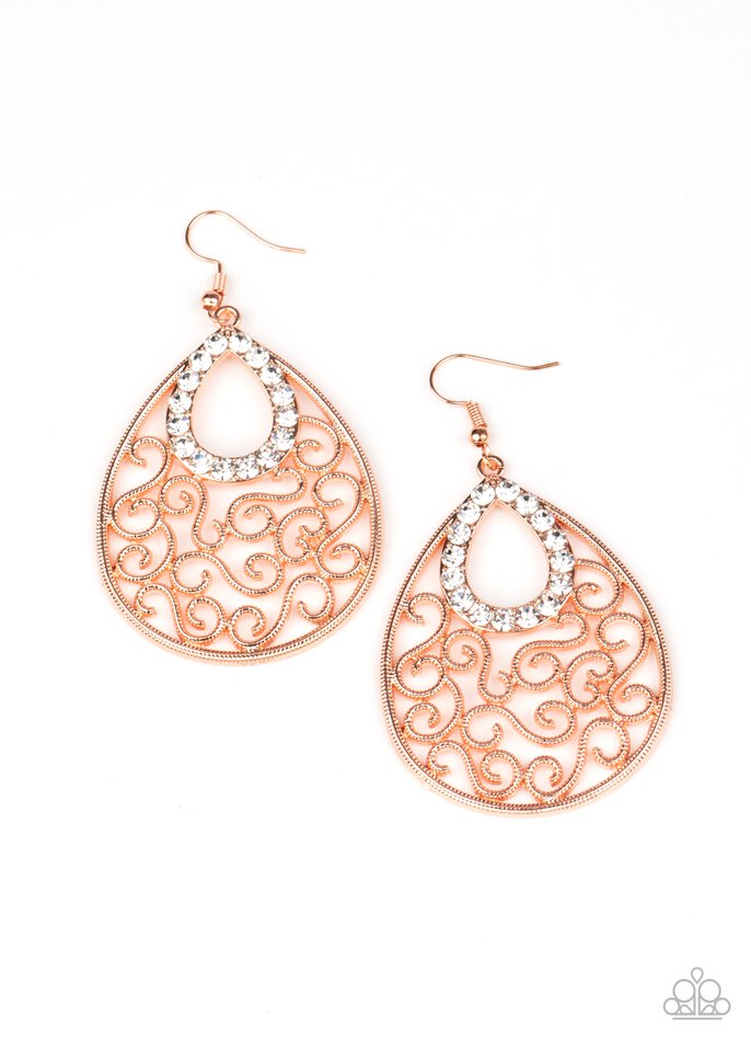 Seize The Stage - Copper - Paparazzi Earring Image