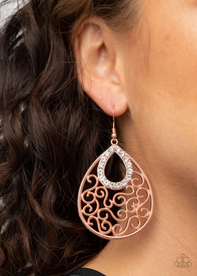Seize The Stage - Copper - Paparazzi Earring Image