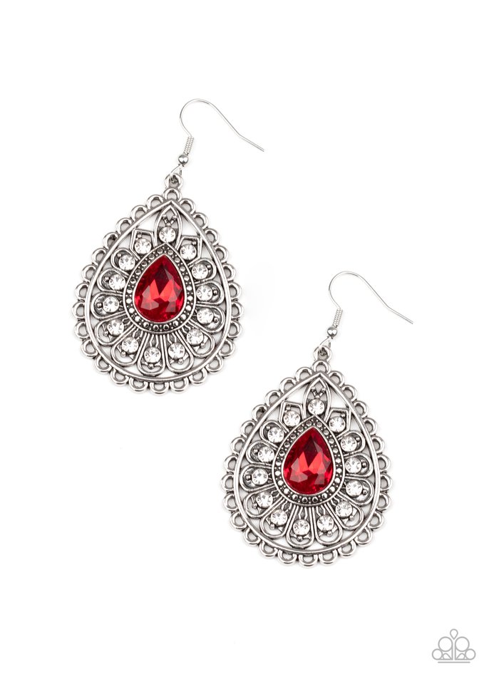 Eat, Drink, and BEAM Merry - Red - Paparazzi Earring Image