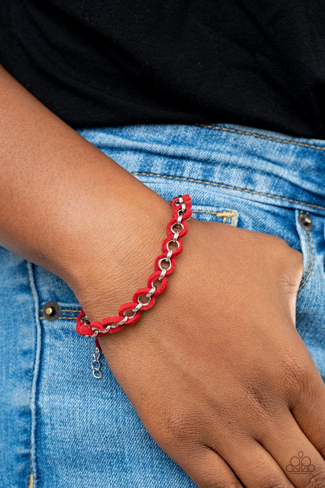 SUEDE Side to Side - Red - Paparazzi Bracelet Image