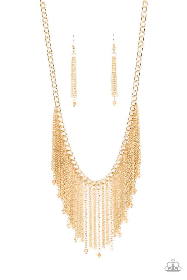 Cue The Fireworks - Gold - Paparazzi Necklace Image