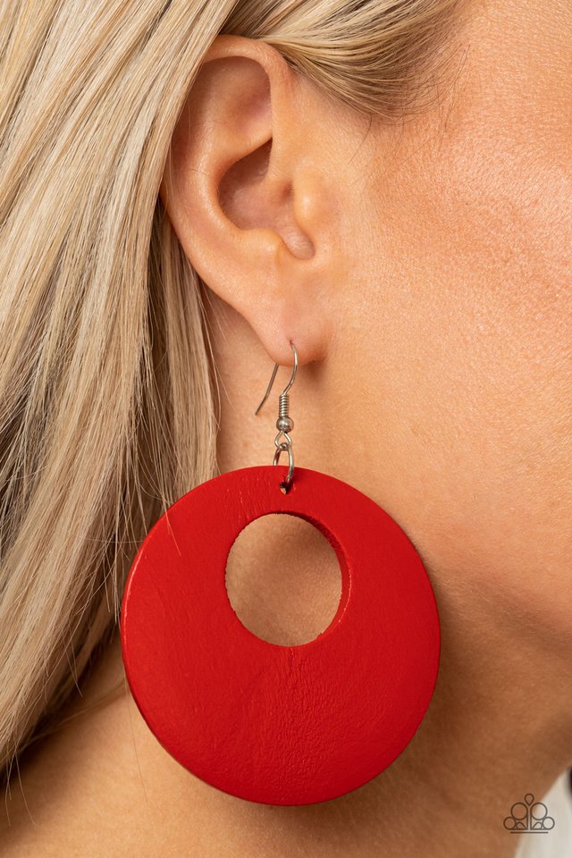 Island Hop - Red - Paparazzi Earring Image