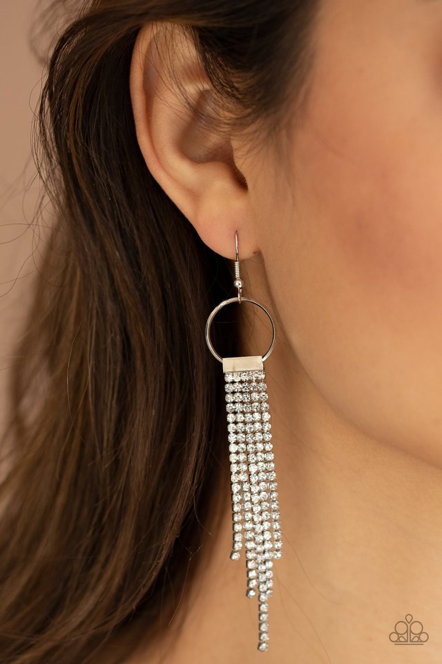 Tapered Twinkle - White - Paparazzi Earring Image