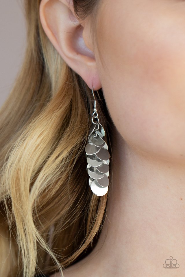 Hear Me Shimmer - Silver - Paparazzi Earring Image