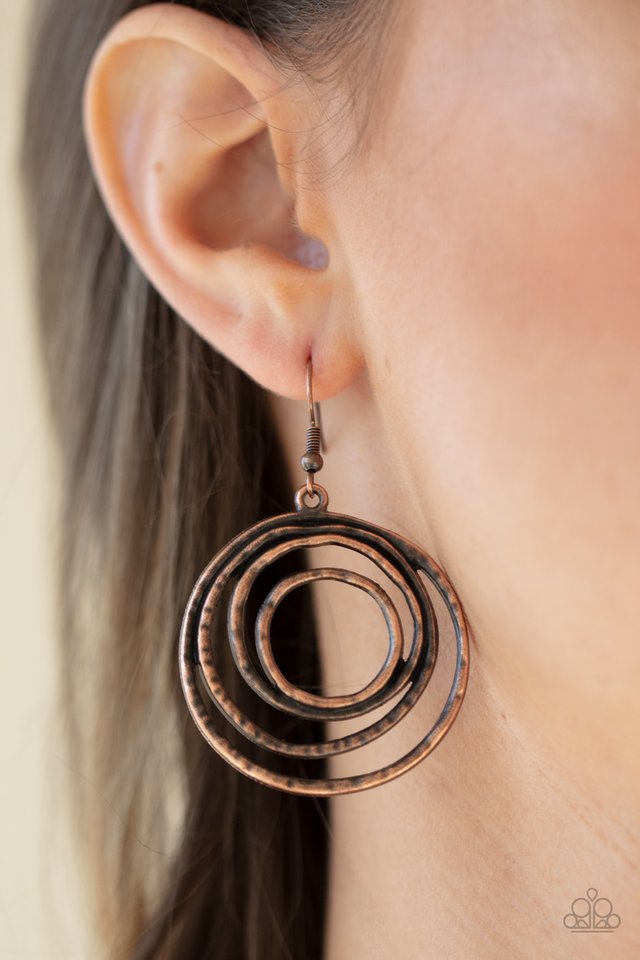 Spiraling Out of Control - Copper - Paparazzi Earring Image