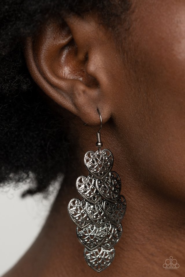 Shimmery Soulmates - Black - Paparazzi Earring Image