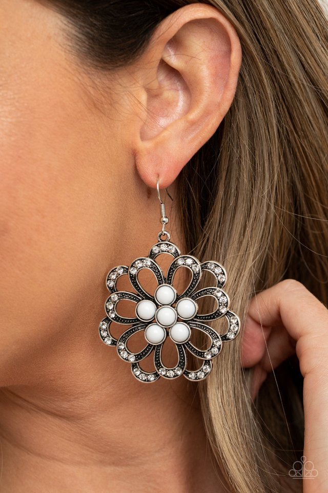 Dazzling Dewdrops - White - Paparazzi Earring Image