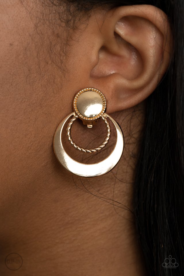Refined Ruffles - Gold - Paparazzi Earring Image