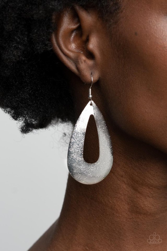 Hand It OVAL! - Silver - Paparazzi Earring Image